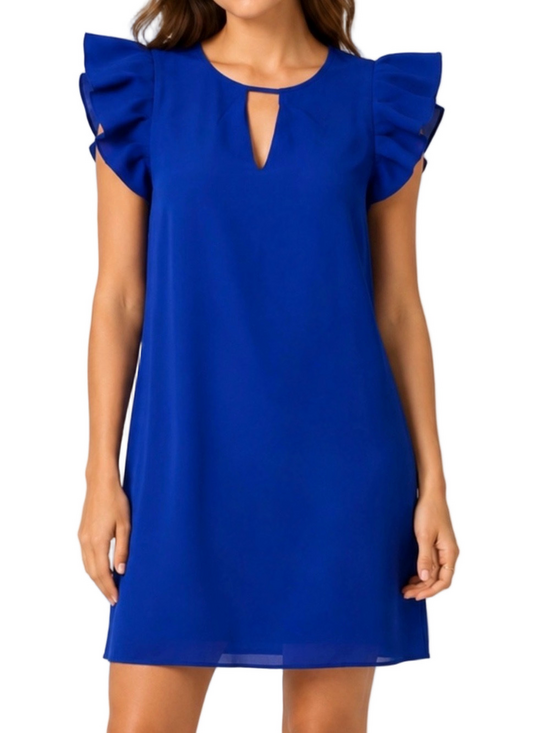 Vince Camuto Dresses & Skirts - Vince Camuto Ruffle Capped Sleeves Shift Dress Size 8